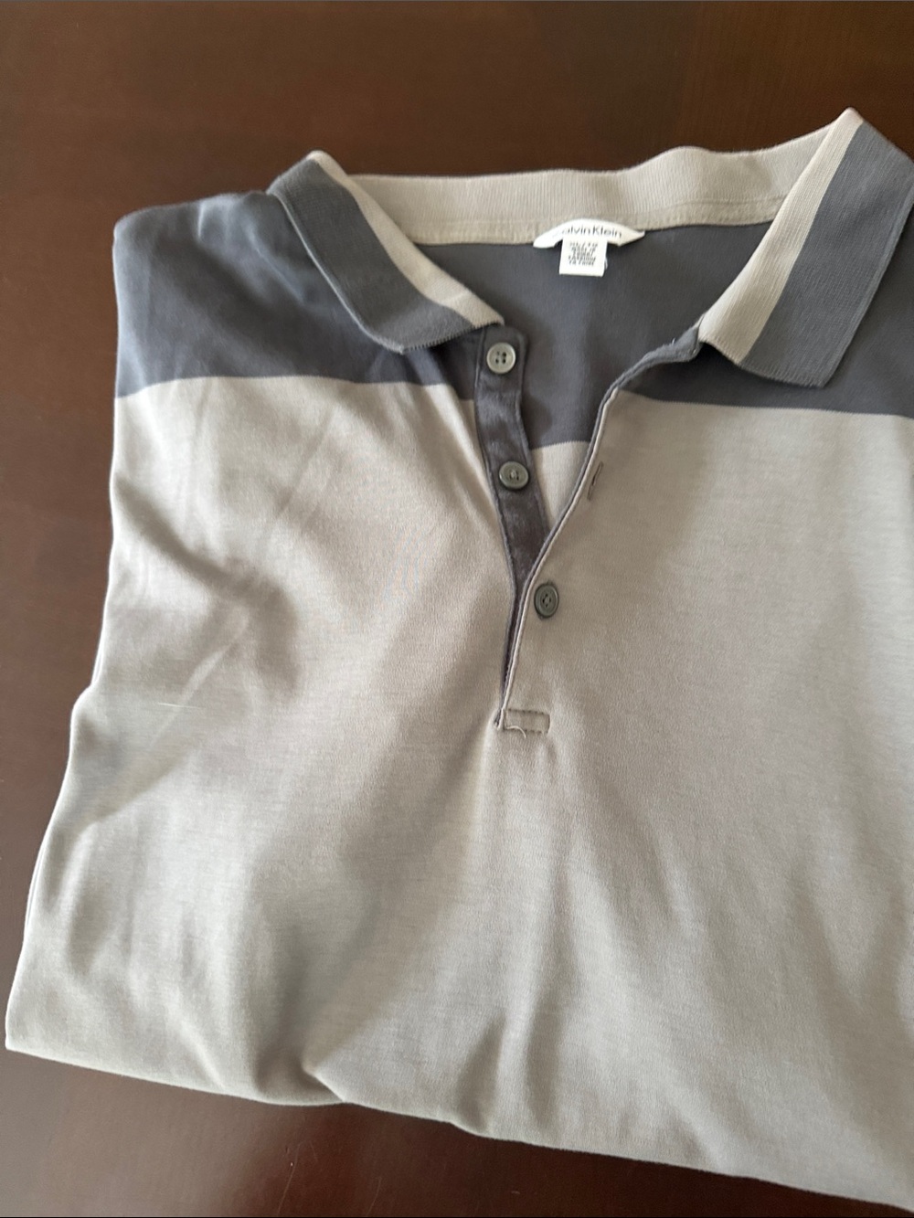 Calvin Klein Men's Gray Polo with Dark Gray Yoke
